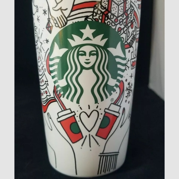 New STARBUCKS Christmas Holiday Ceramic Travel Tumbler Mug Cup 12 oz Coffee 2017 - Picture 12 of 13